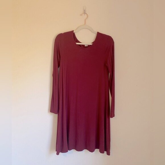 Old Navy Cranberry Long Sleeve Swing Dress Size S - Picture 1 of 8